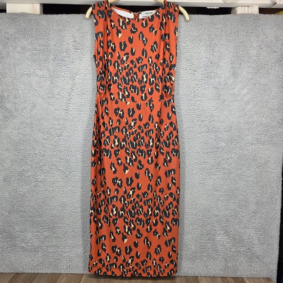 Rachel Comey Medina Dress Leopard Print Multi XS Sleeveless Midi Sheath‎